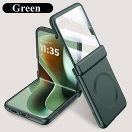 Dteck - Magnetic Case For Motorola Razr 2026/2025/2024 , Built-in Screen Film, Slim Shockproof Rugged Hinge Protection Cover - Lightgreen
