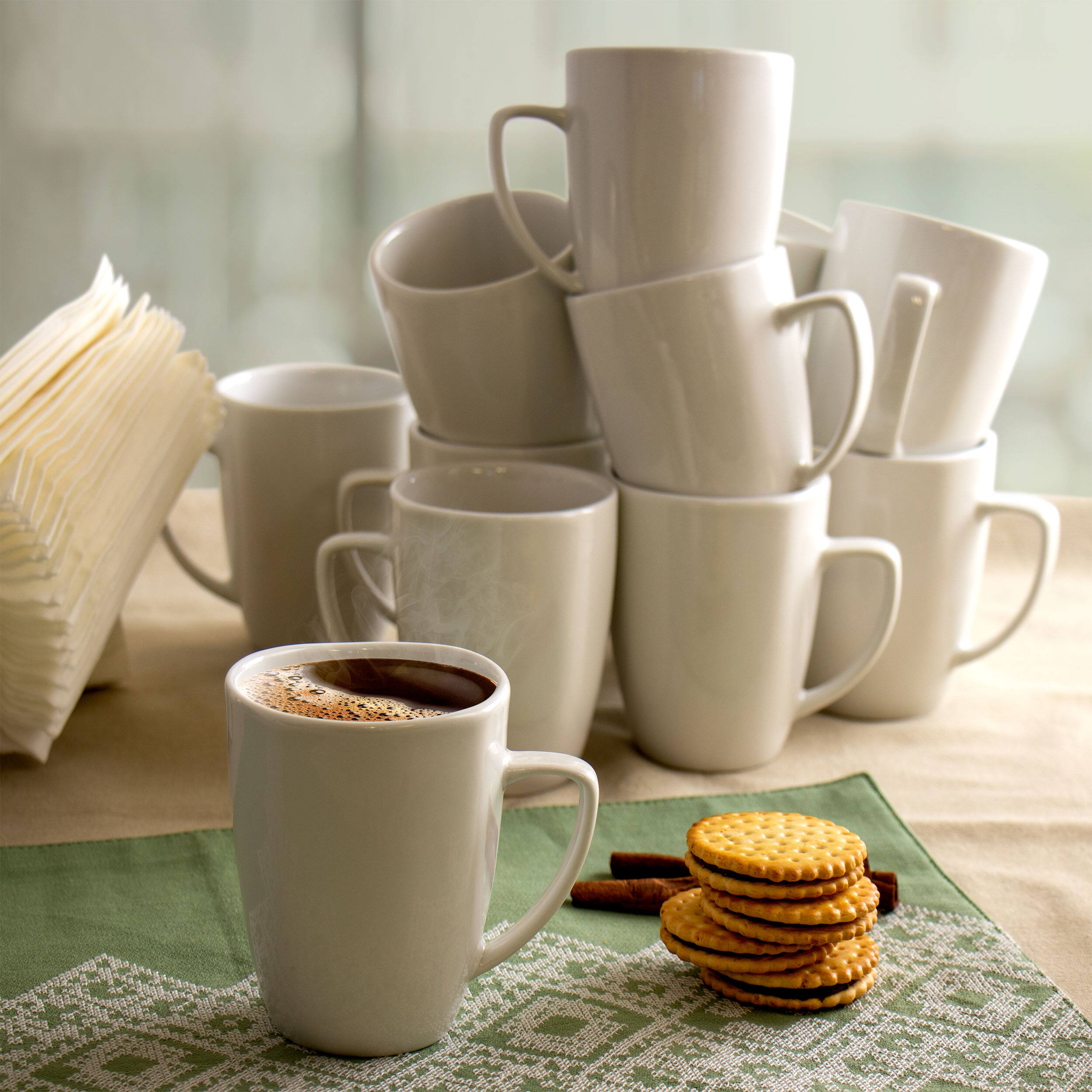 Alt View 8. Elama - Elama Riley 12 Piece 12 Ounce Porcelain Mug Set in White - White.