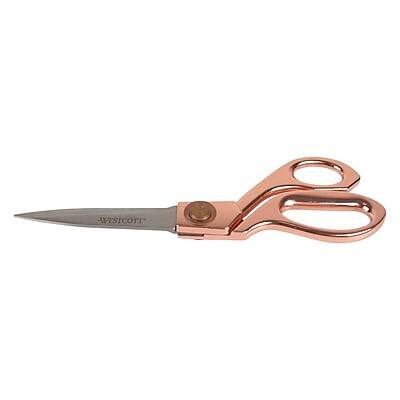 Alt View 1. Westcott - Vintage 8" Stainless Steel Heavy Duty Scissors, Pointed Tip Finish - Rose Gold.