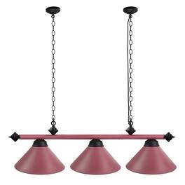 GSE Games & Sports Expert - 56" Metal Hanging Billiard Lights with 3 Metal Lamp Shades for Billiards Room - Pink