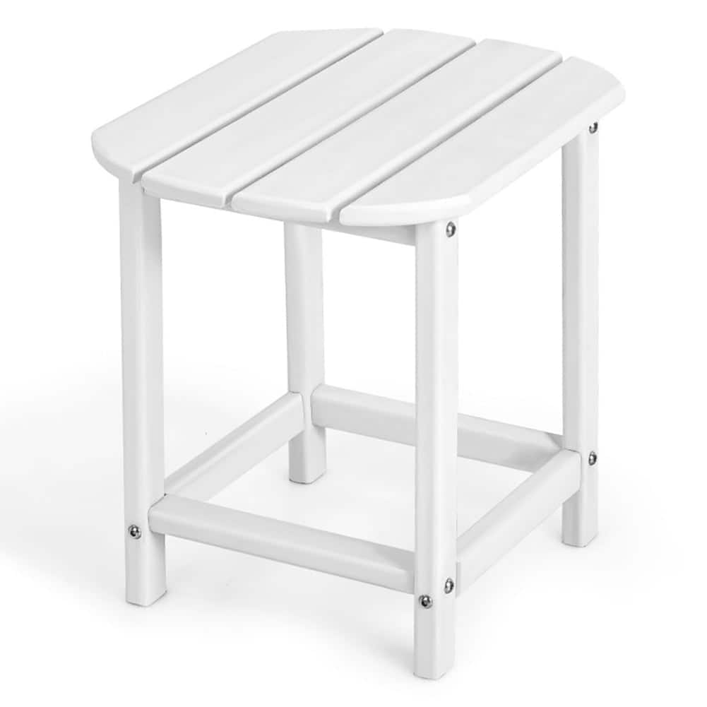 Pefilos - Outdoor Side Table, 18 Inch Side Table for Garden Yard Patio-,Outdoor Side Table for Patio, Pool, Porch - White