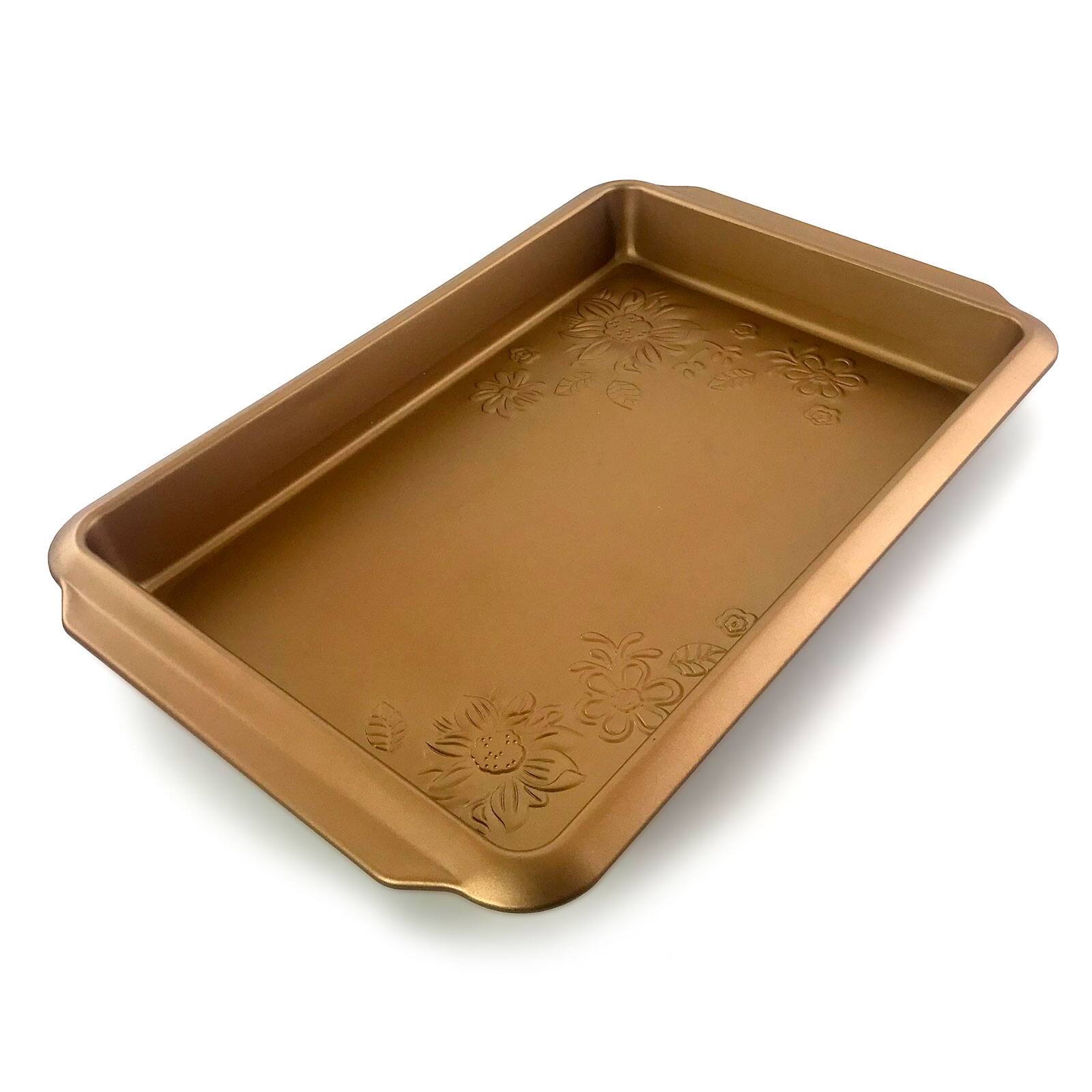 Alt View 1. Gibson - Gibson Home Country Kitchen Embossed Carbon Steel 13.75 Inch Roaster Pan in Copper - Copper.