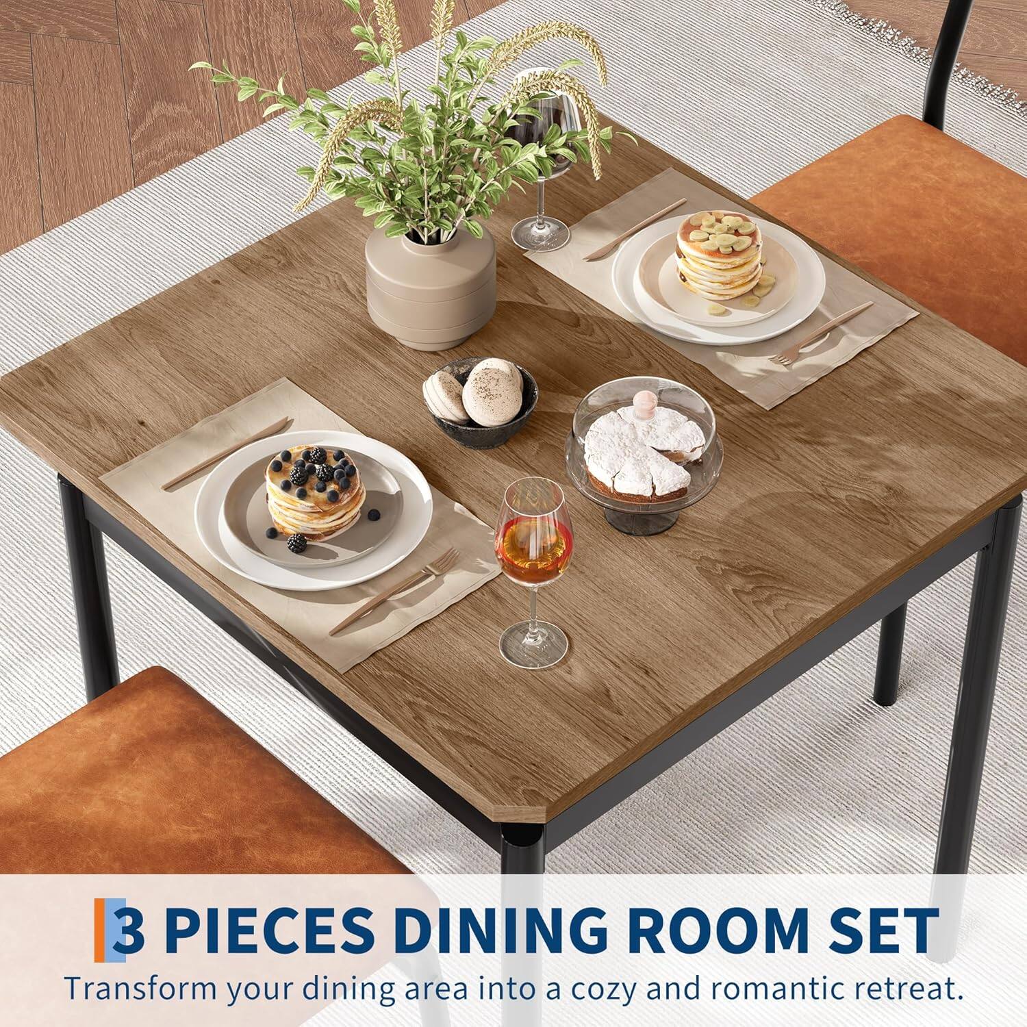 3 PIECES DINING ROOM SET  
Transform your dining area into a cozy and romantic retreat.