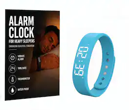 PRIMEPLUS - Vibration Alarm Clock Wristband for Heavy Sleepers & Deaf, Silent Wake Up Bracelet, Digital Watch for Men/Women - Blue - (2026)