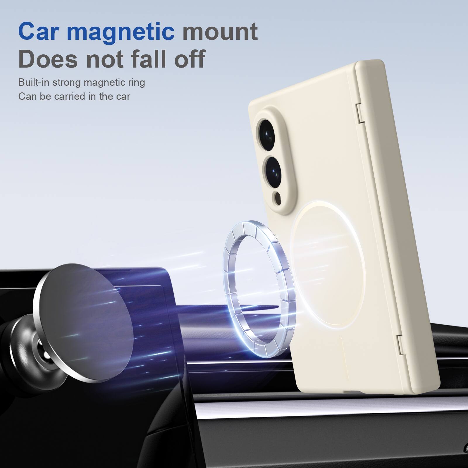 Car magnetic mount  
Does not fall off  
Built-in strong magnetic ring  
Can be carried in the car