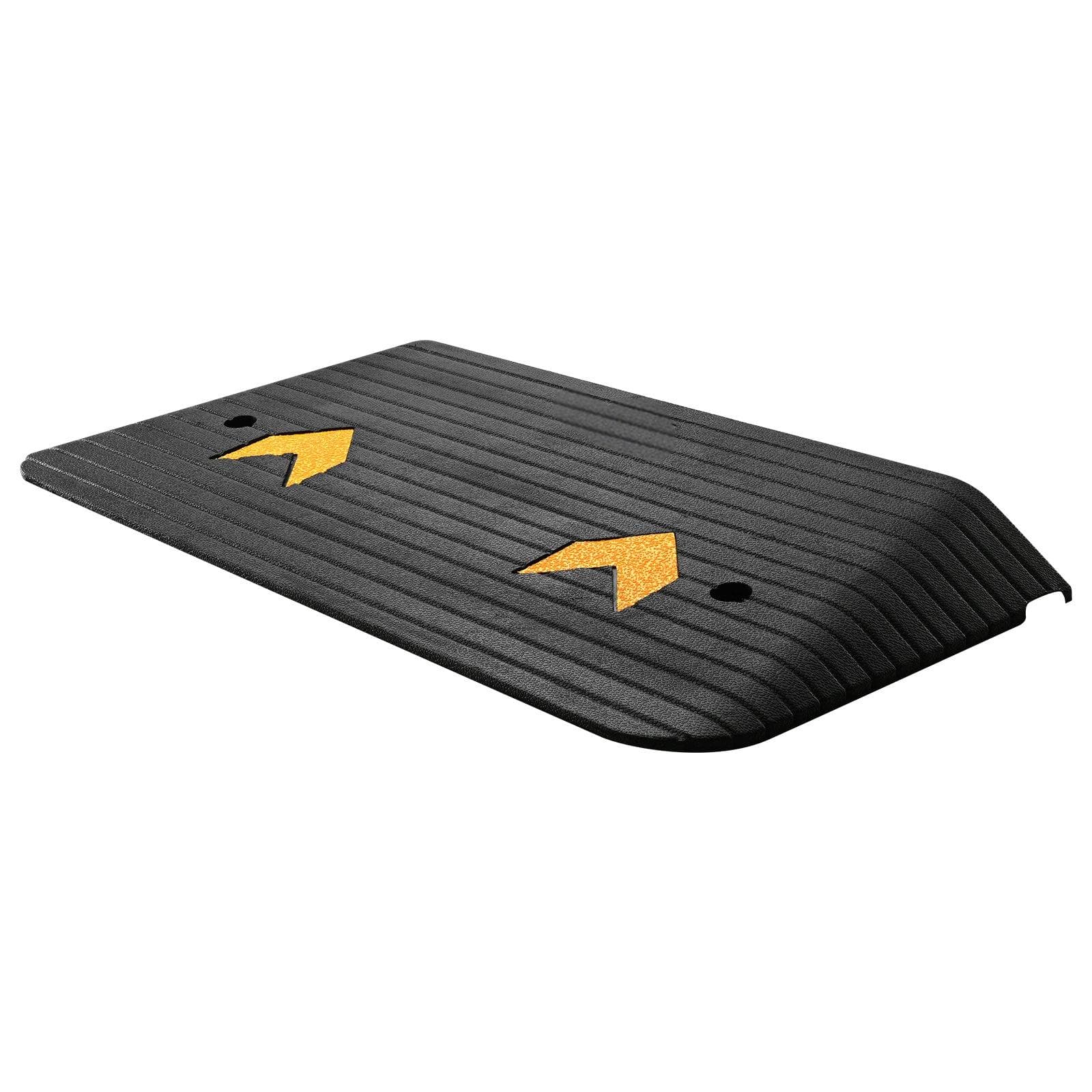 Glintex - 3" Rise Rubber Threshold Ramp,1 Cable Channel, Non-Slip Surface, 33,069 lbs Capacity for Wheelchairs, Scooters, or Cars - Natural