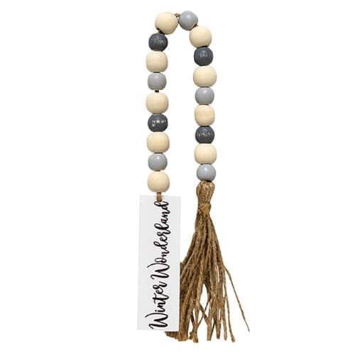 BreeBe - *Winter Wonderland Tassel Garland w/Gray/Wht Beads - Grey, White