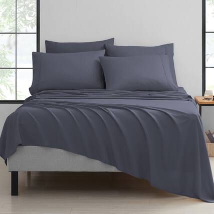 Front. Bibb Home - Bamboo 6-Piece Luxury Sheet Set - Grey.