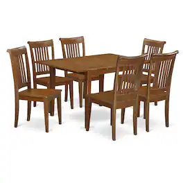 East West Furniture - 7 Pc Kitchen nook Dining set-Kitchen Table and 6 Dining Chairs - Saddle Brown