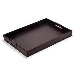 American Atelier - Dark Faux Leather Tray with Handles - Brown