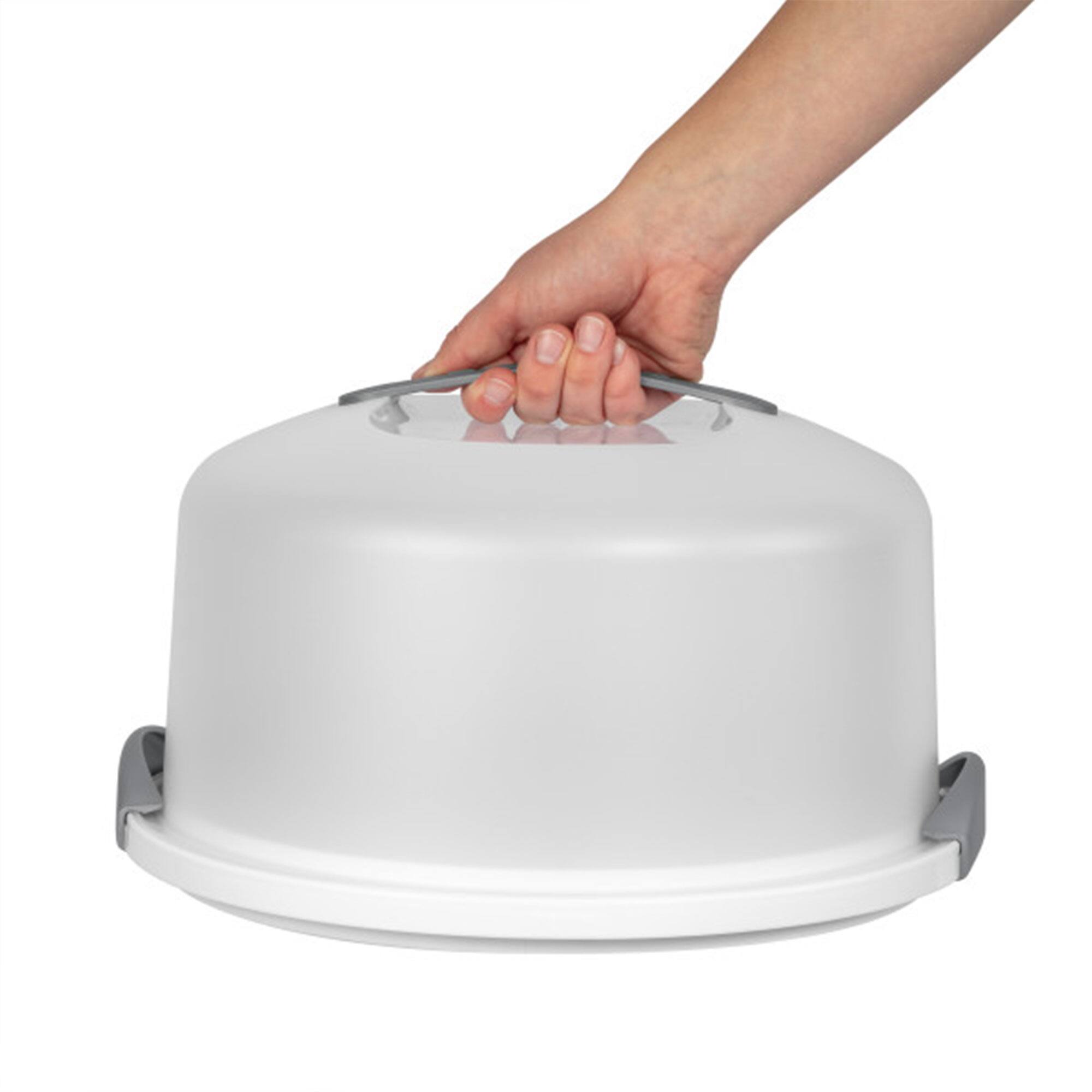 Sterilite - Portable Latching Cake Server Carrier Keeper w/ Handles (12 Pack) - White/Clear - Thumbnail 4