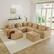 Front. Anysun - V-Shape Corduroy 5-Seat Modular Sectional Sofa - Deep-Seat Couch with 2 Ottomans, Pearl Piping, Tufted, No Assembly - Camel.