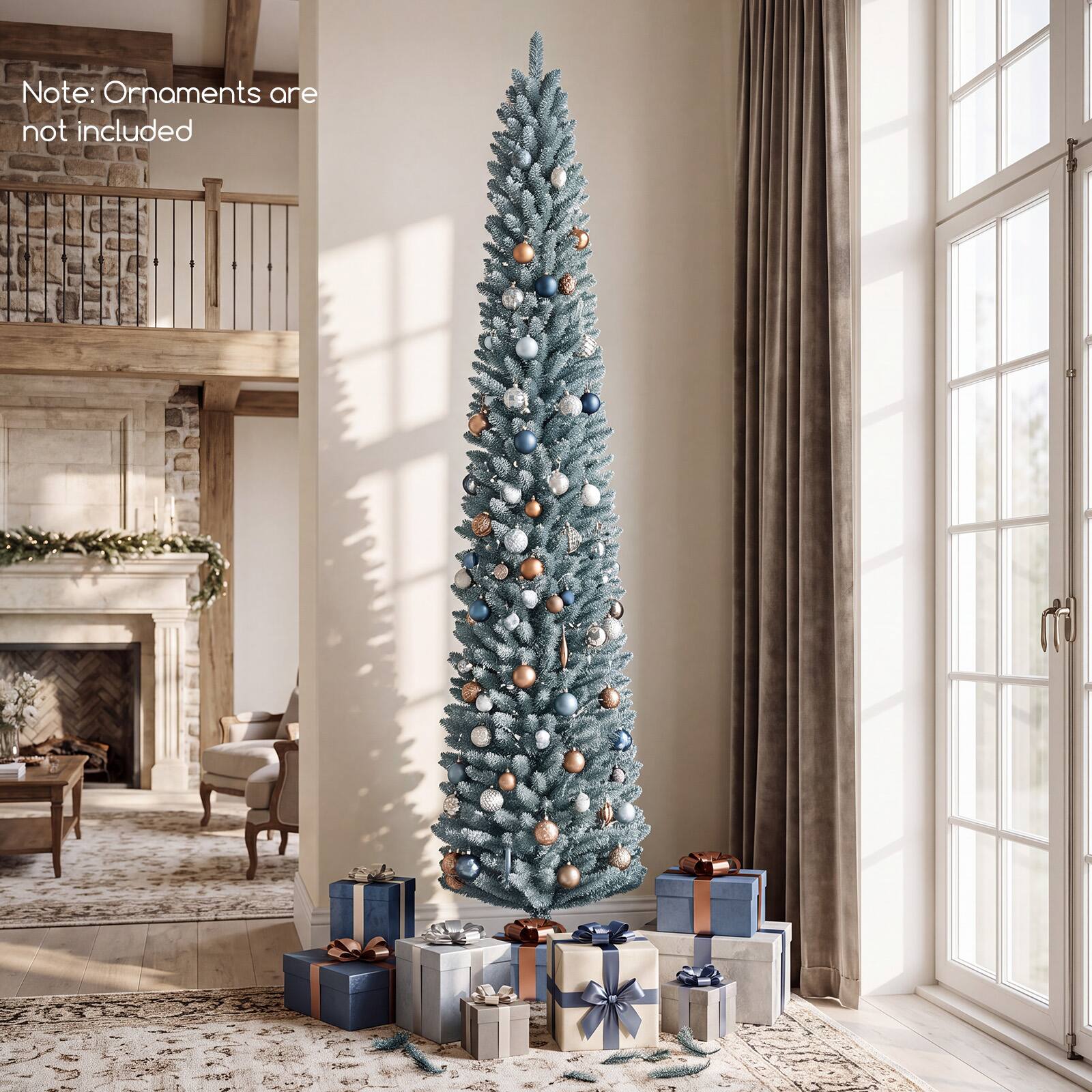 Costway 8 FT Artificial Pencil Christmas Tree with 535 Lush Branch Tips ...