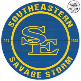 Jardine - Southeastern Oklahoma State Savage Storm 20'' x 20'' Indoor/Outdoor Weathered Circle Sign - Blue
