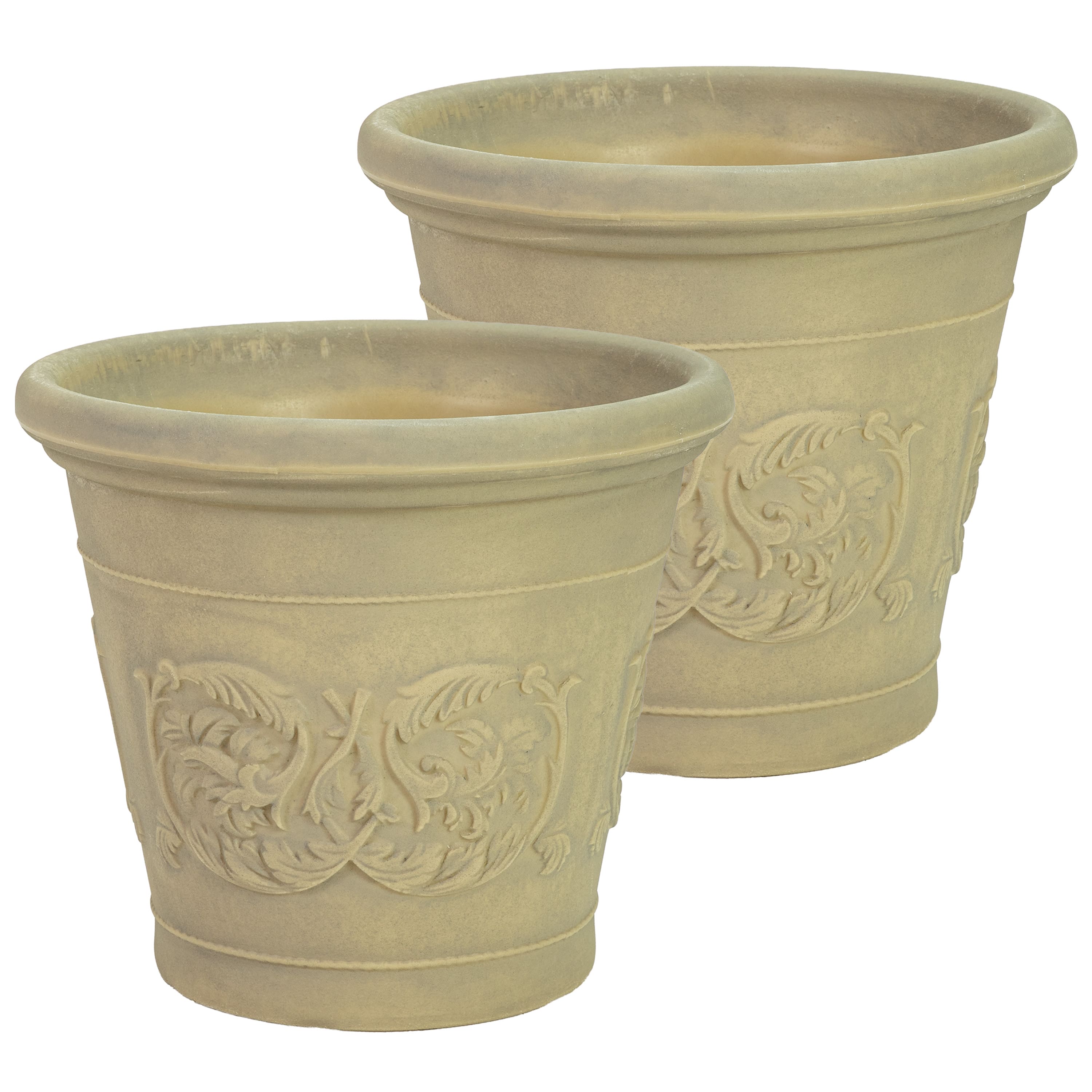 Sunnydaze - 16 in Arabella Polyresin Outdoor Planter - Set of 2 - Beige price history on PriceWatchPro