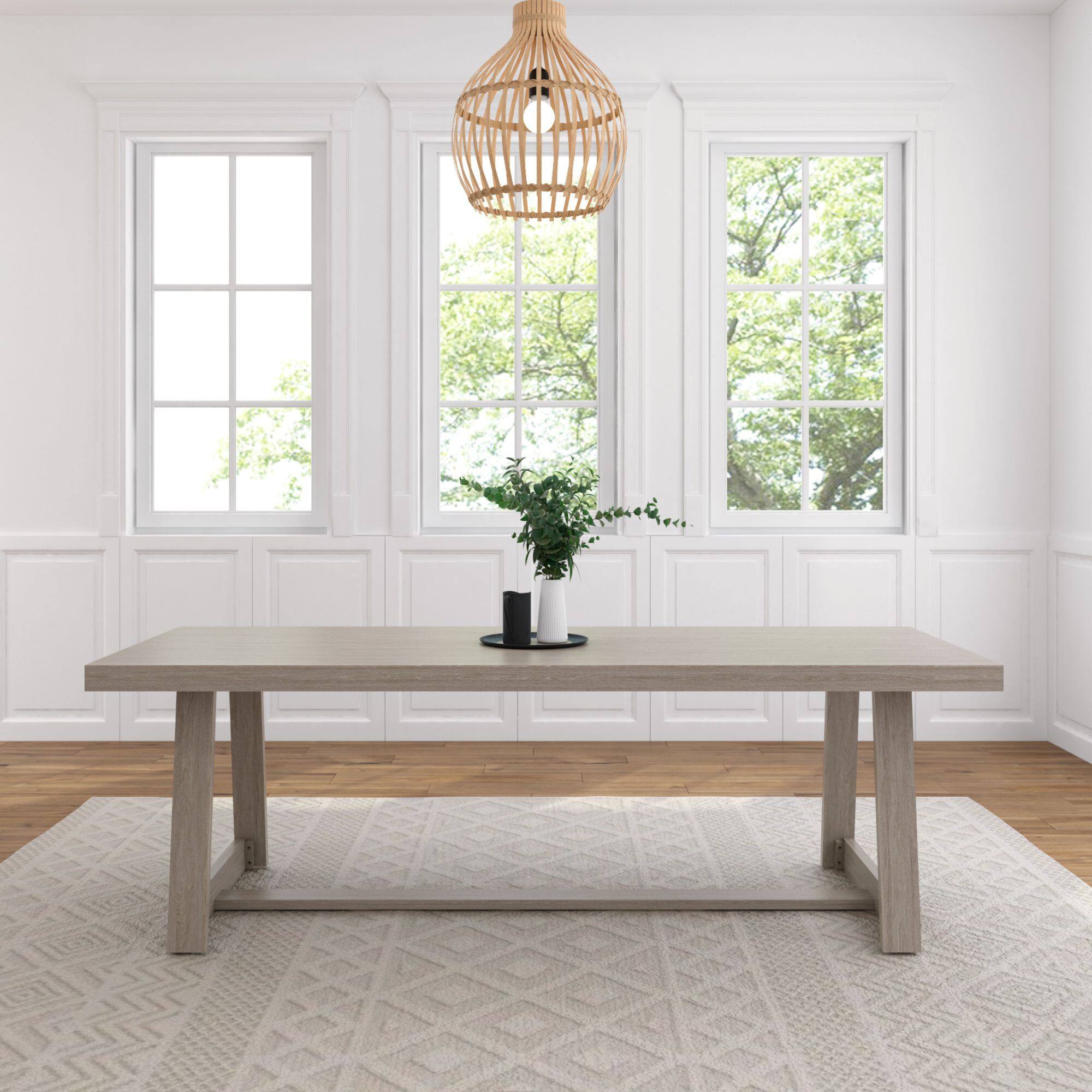 Alt View 1. Plank+Beam - Classic Rectangular Dining Room Table (94in / 2380mm), Seashell Wirebrush - Seashell Wirebrush.