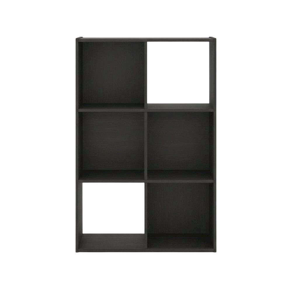 Back. FurniFact - Wood Bookcase in Warm Brown Finish with Multiple Shelves for Storage - Espresso.