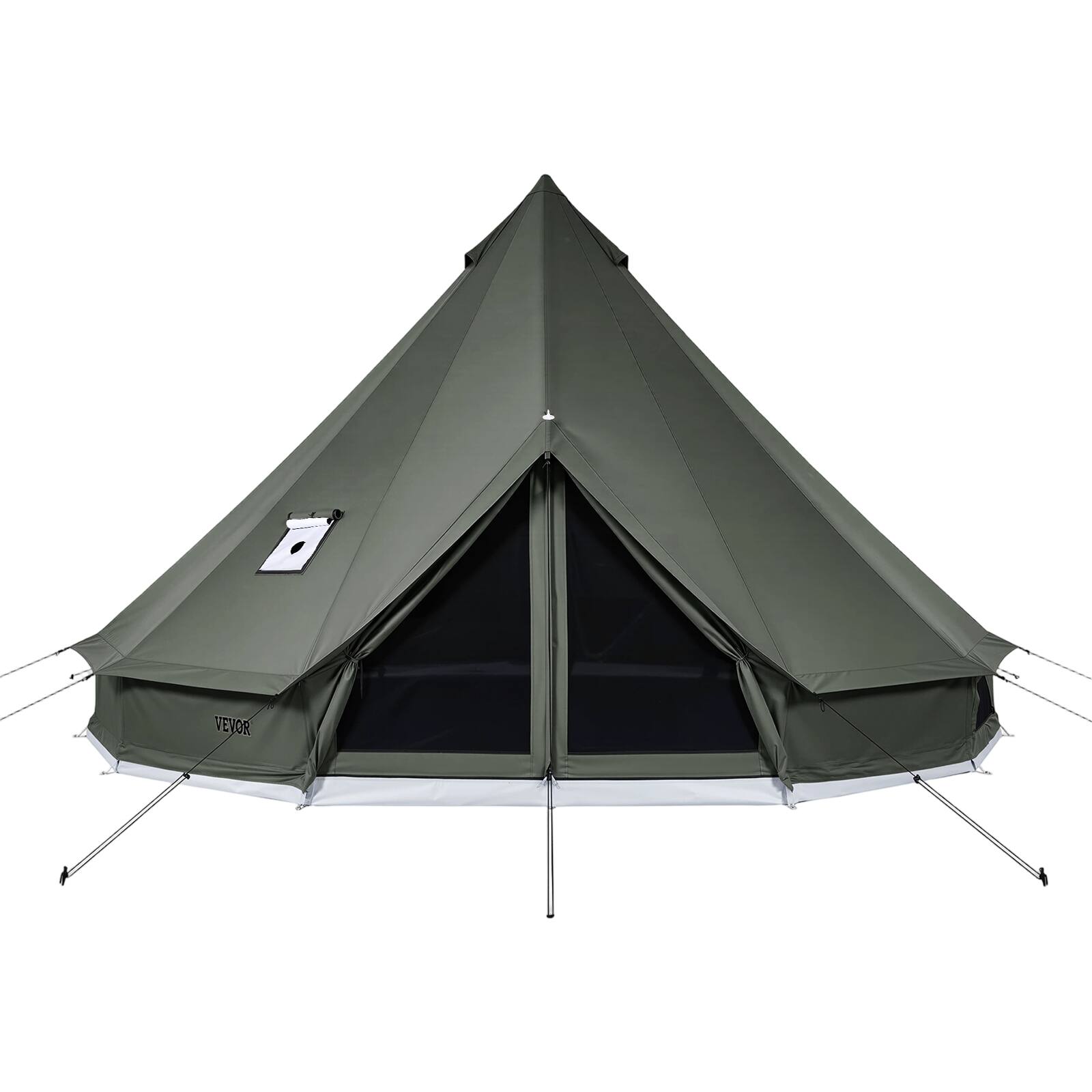 Alt View 5. VEVOR - Canvas Bell Tent, 4 Seasons 13.12 ft Yurt Tent for Camping with Stove Jack, Canvas Breathable Holds up to 4 People - Dark Green.