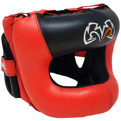Front. RIVAL - RIVAL Boxing RHGFS3 Guerrero Face-Saver Headgear - S/M - Red/Black - Red/Black.