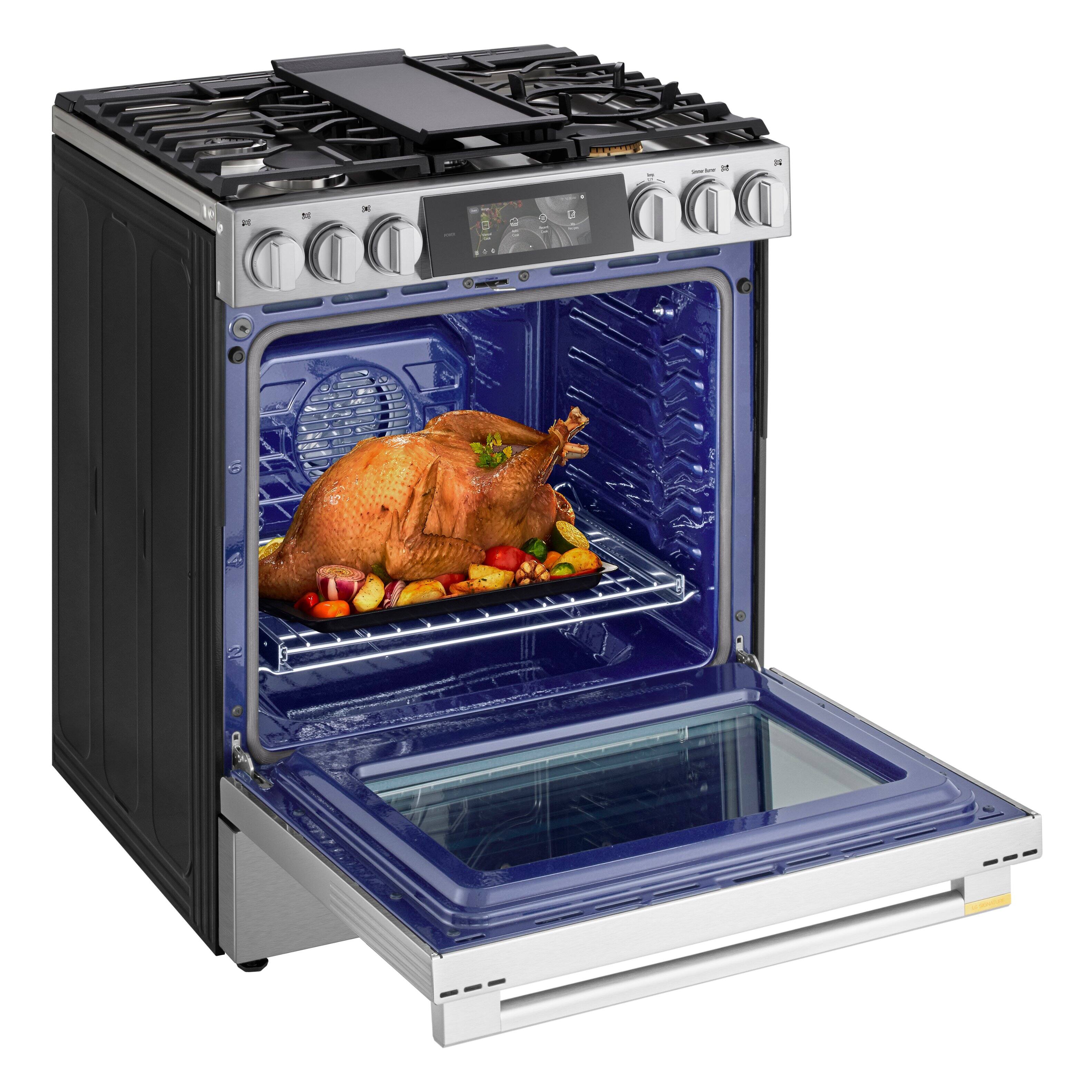 Alt View 12. LG - SIGNATURE 6.3 Cu. Ft. Slide-In Gas True Convection Range with EasyClean, Color LCD Display and Smart AI Gourmet Camera - PrintProof Stainless Steel.