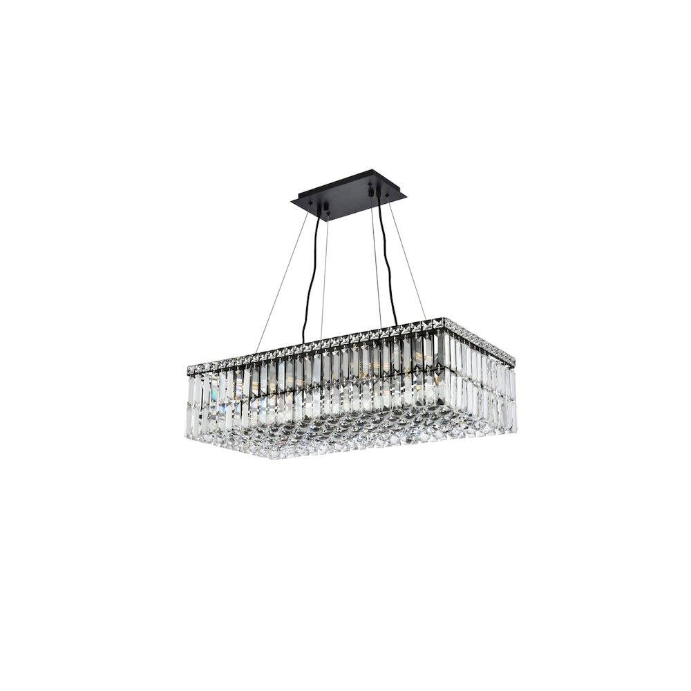 Angle. Elegant Lighting - Maxime 28 Inch Black Chandelier - Black And Clear.