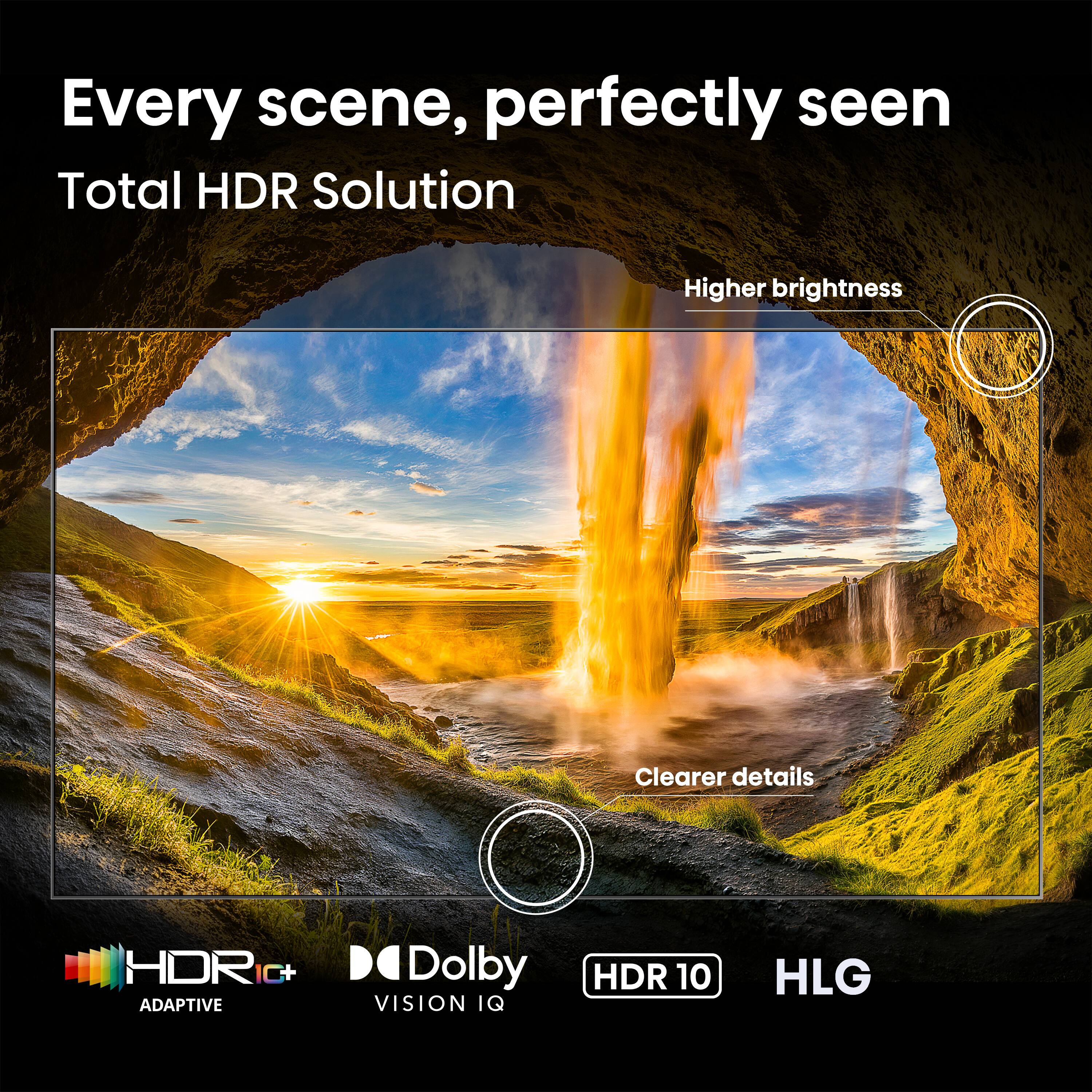 Every scene, perfectly seen  
Total HDR Solution  
Higher brightness  
Clearer details  
HDR C+  
ADAPTIVE  
Dolby VISION IQ  
HDR 10  
HLG
