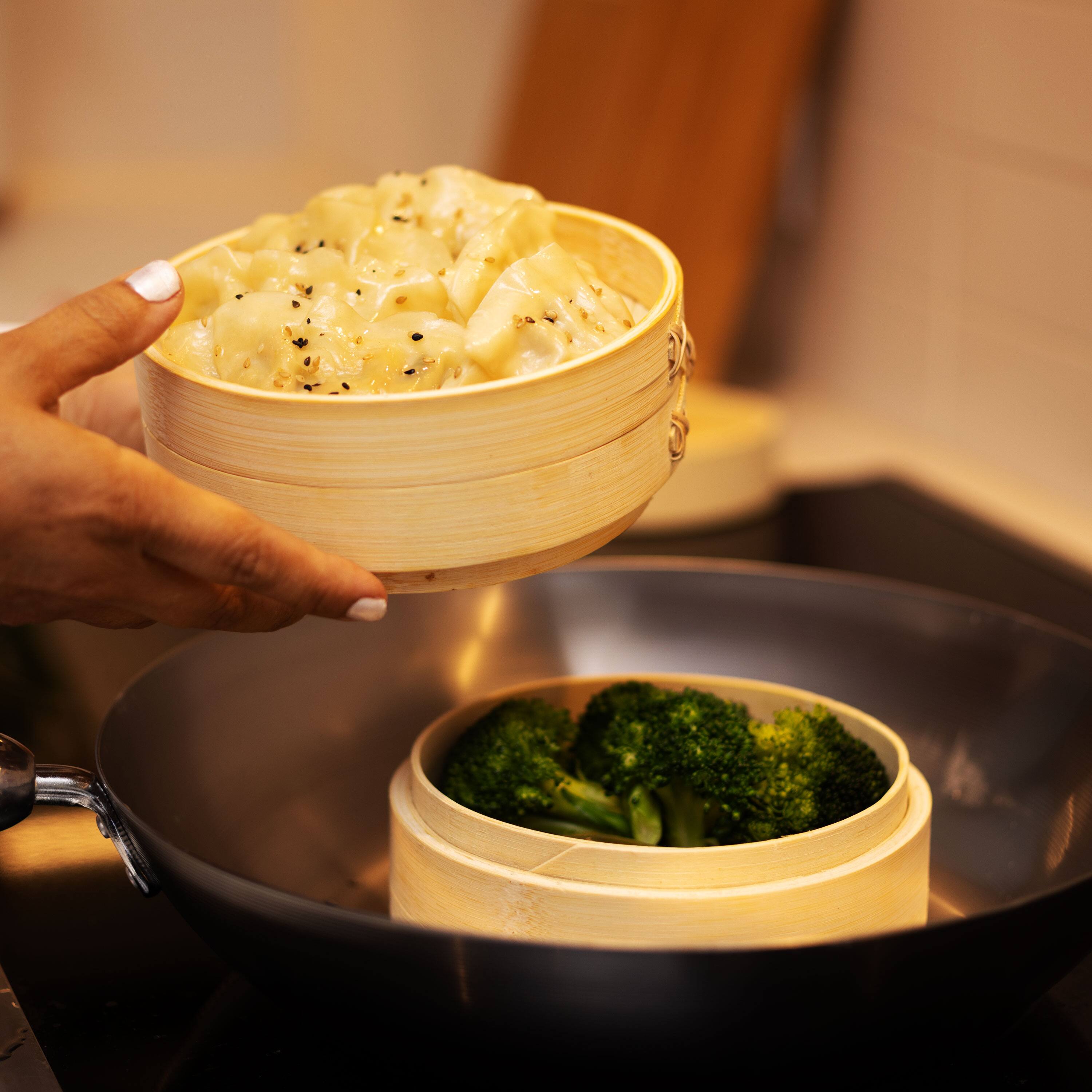 Alt View 4. Escali - Joyce Chen 2-Tier Bamboo Steamer Baskets, 6-Inch - Natural.