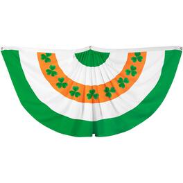G128 - Ireland Shamrock Pleated Fan Flag, 1.5x3 ft, 150D Polyester - green and orange