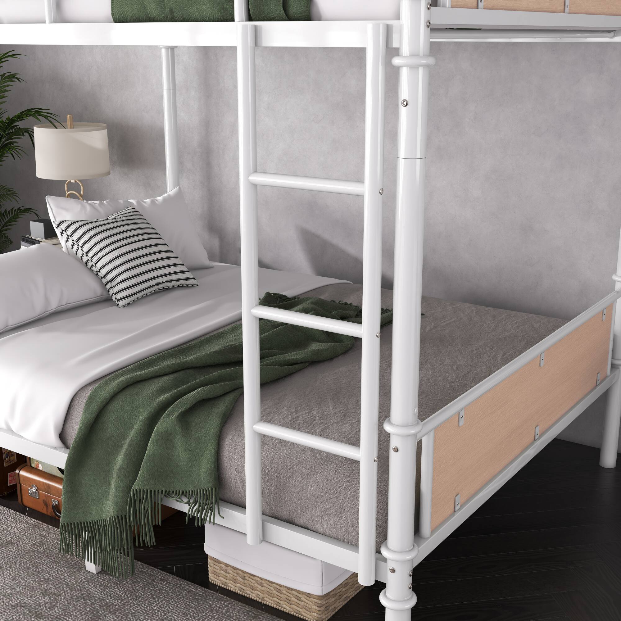 Alt View 1. GOODSILO - Convertible Twin XL Metal Bunk Bed with Safety Guard Rails and Industrial Design - White.