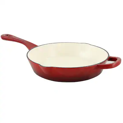 Front. Crock-Pot - Crock Pot Artisan 10 in. Round Enameled Cast Iron Skillet in Scarlet Red - Scarlet Red.