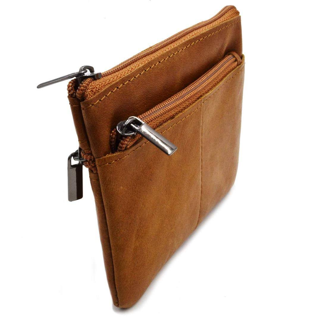 Alt View 2. Jadie Link - Women Genuine Leather Pouch Zip Mini Purse Wallet Key Chain Zipper Material High quality genuine leatherZipper Key ring - darkbrown.