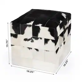 Butler Specialty - Victorian Hair on Hide Cube Ottoman - Black And White