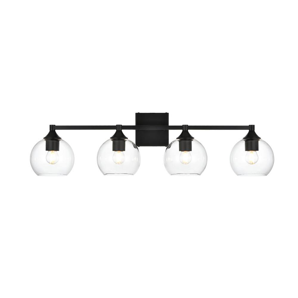 Alt View 2. Living District - Foster 4 light Black and Clear Bath Sconce - Black And Clear.