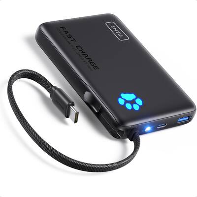 INIU Portable Charger, Compact 10000mAh PD 45W Power Bank with Built in Cable & Paw Indicator for iPhone, Samsung, Pixel etc Black P41L-E2 - Best Buy