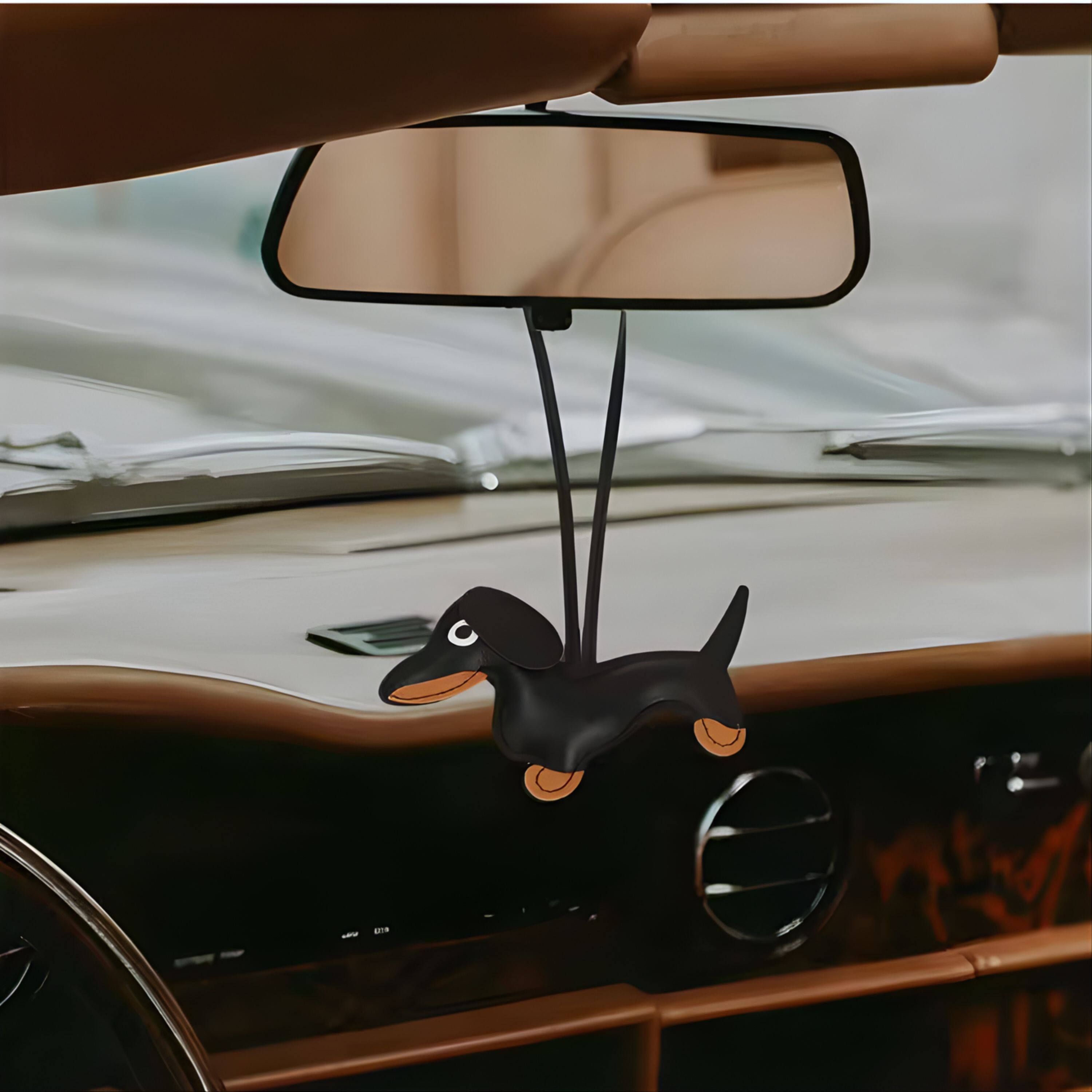 Left. Kitcheniva - Cute Dog Keychain Pendant for Keys and Bags, Black.