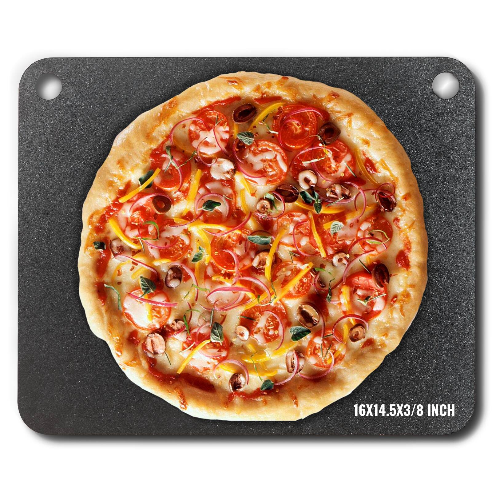 VEVOR - Pizza Steel, 16" x 14.5" x 3/8" Pizza Steel Plate for Oven, Pre-Seasoned Carbon Steel Pizza Baking Stone - Black