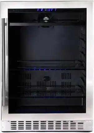 Front. Azure - 24" Beverage Center w/ Glass Door & Stainless - Stainless steel.