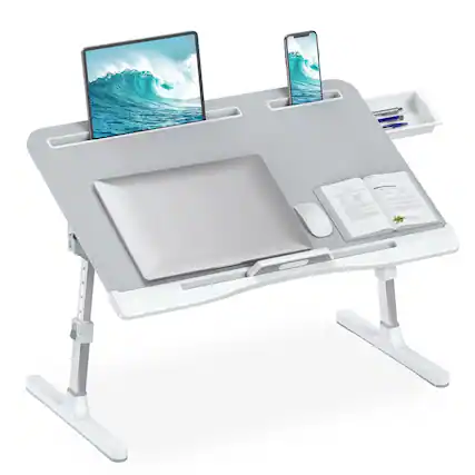 Front. PARKER SLATER - Laptop Bed Desk Adjustable Lap With Drawer X large Foldable Table Tray For Couch Floor Writing Working.