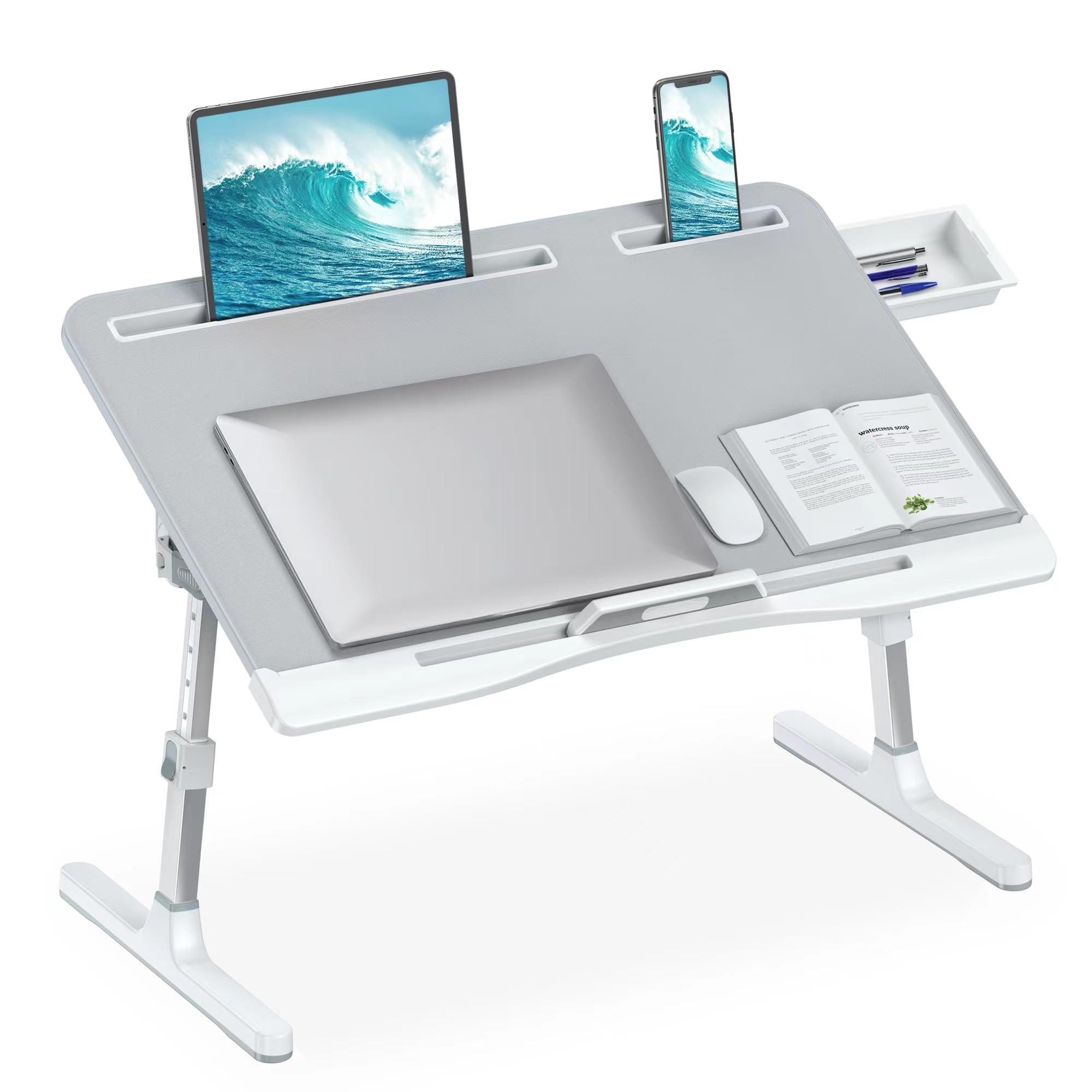 Front. PARKER SLATER - Laptop Bed Desk Adjustable Lap With Drawer X large Foldable Table Tray For Couch Floor Writing Working.