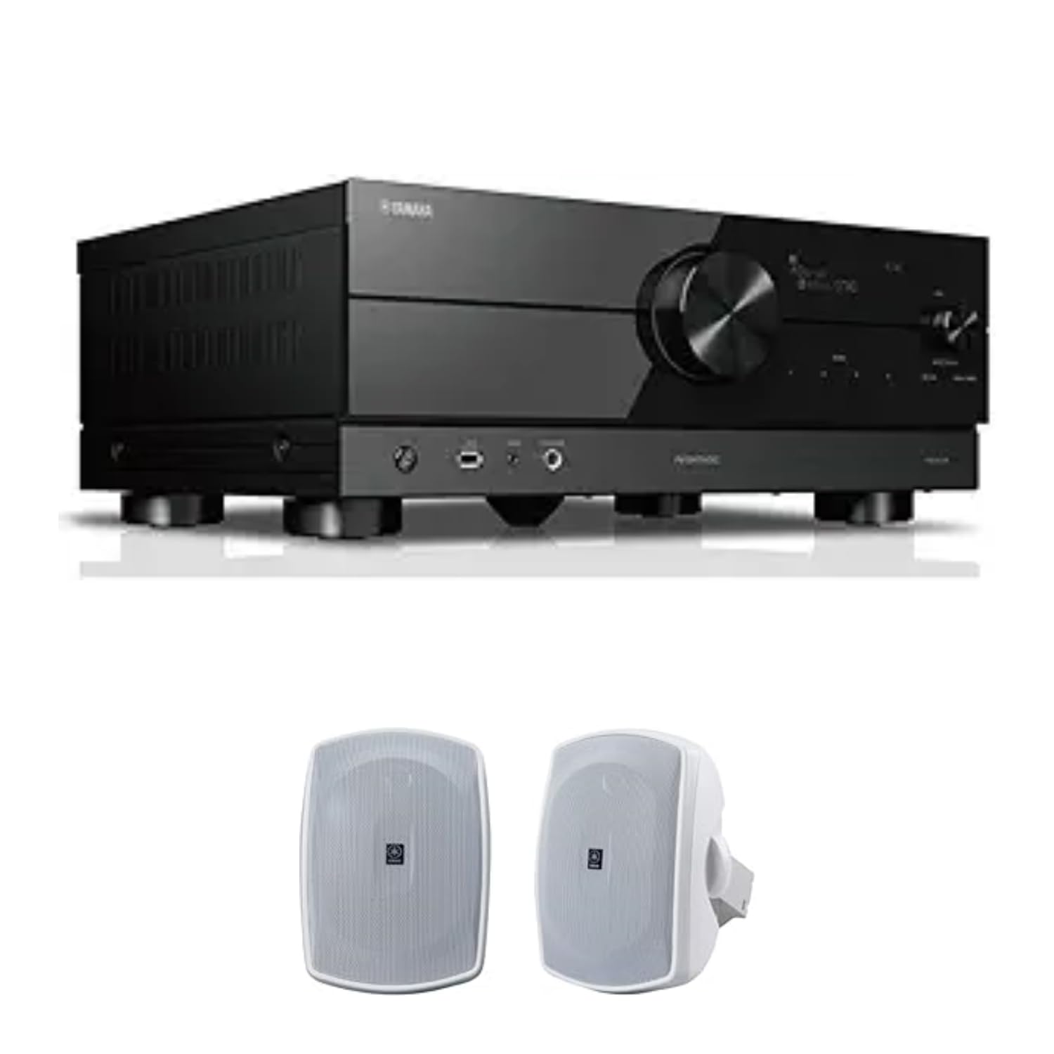 Front. Yamaha - RX-A2A 7.2-Channel 8K AV Receiver with White Speakers - Black.