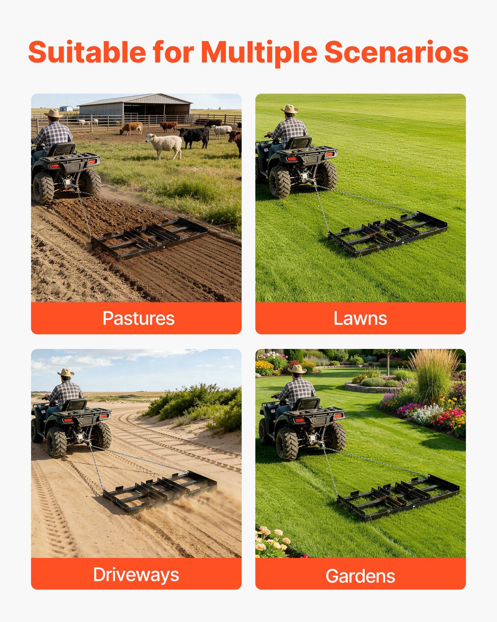 Suitable for Multiple Scenarios

- Pastures
- Lawns
- Driveways
- Gardens