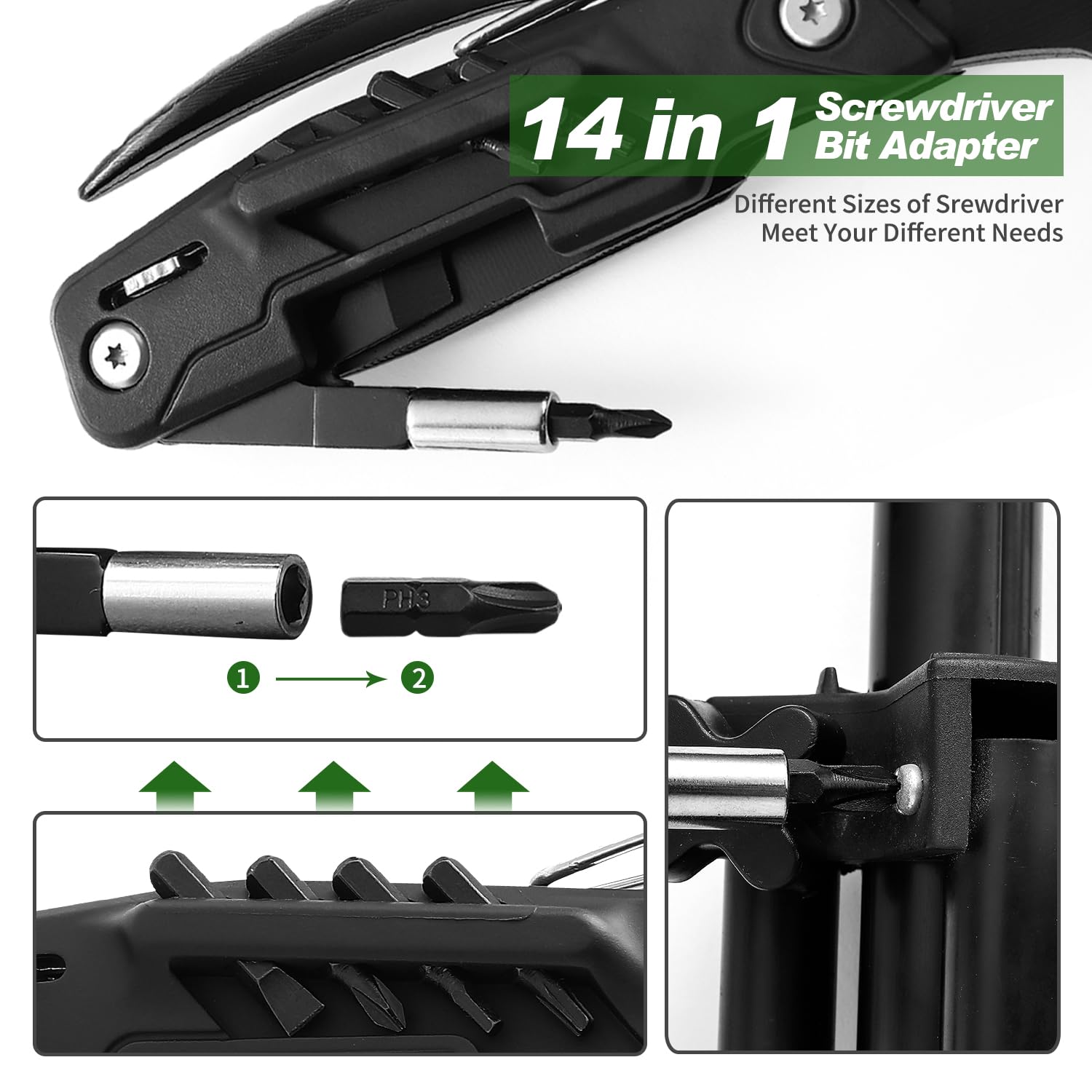 14 in 1 Screwdriver Bit Adapter  
Different Sizes of Screwdriver Meet Your Different Needs