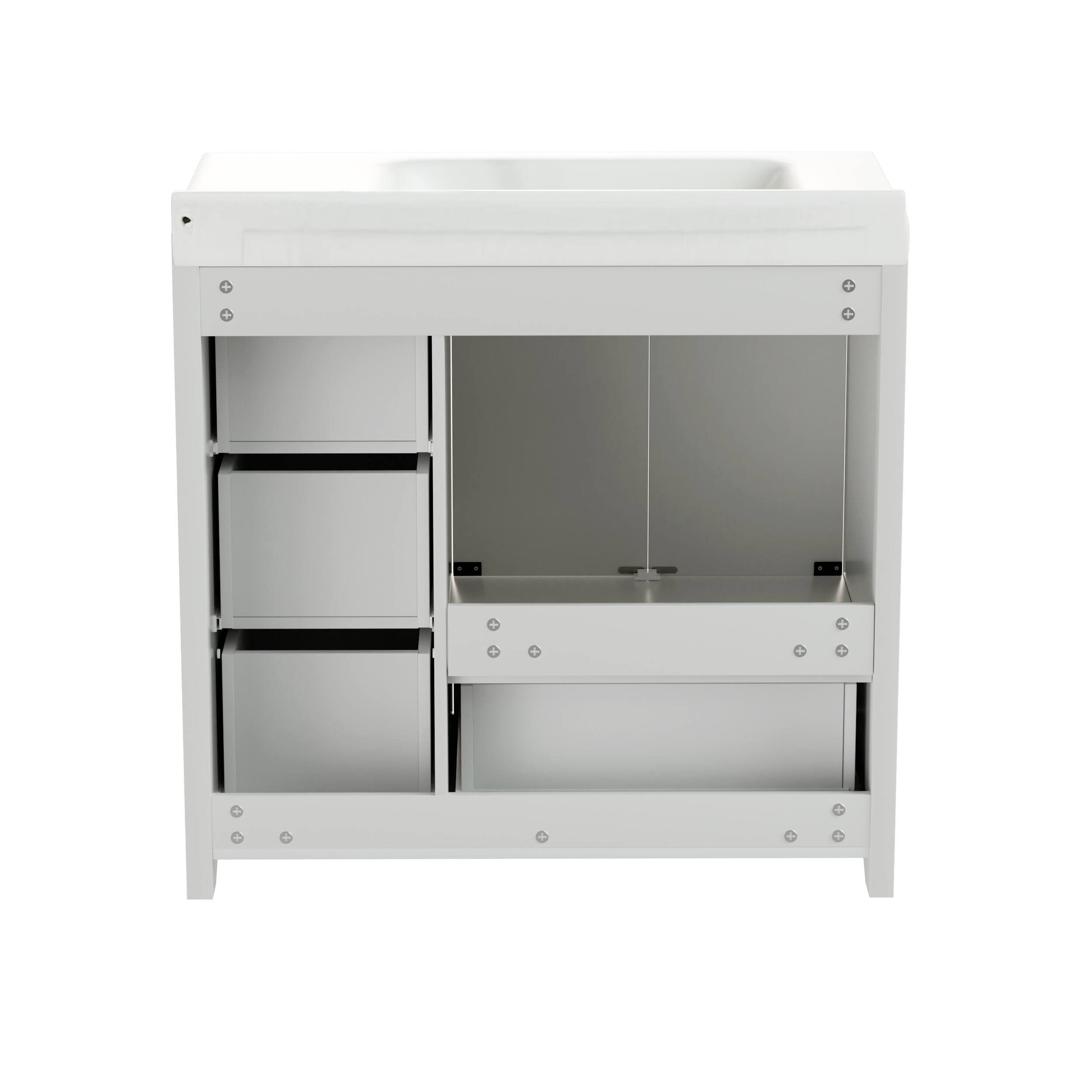 Alt View 9. Tiramisubest - 36" Bathroom Vanities with Single Sink, Bathroom Sink Cabinet with 2 Closing Doors & 4 Drawers. White - White.