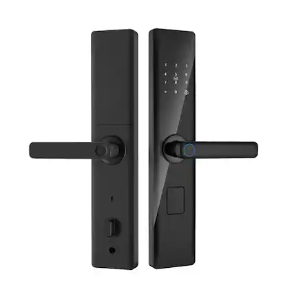 Front. Cluzine - Matte Black Smart Door Lock,Fingerprint,Passcode,Electronic,Home/Apartment/Hotel Entry Security.