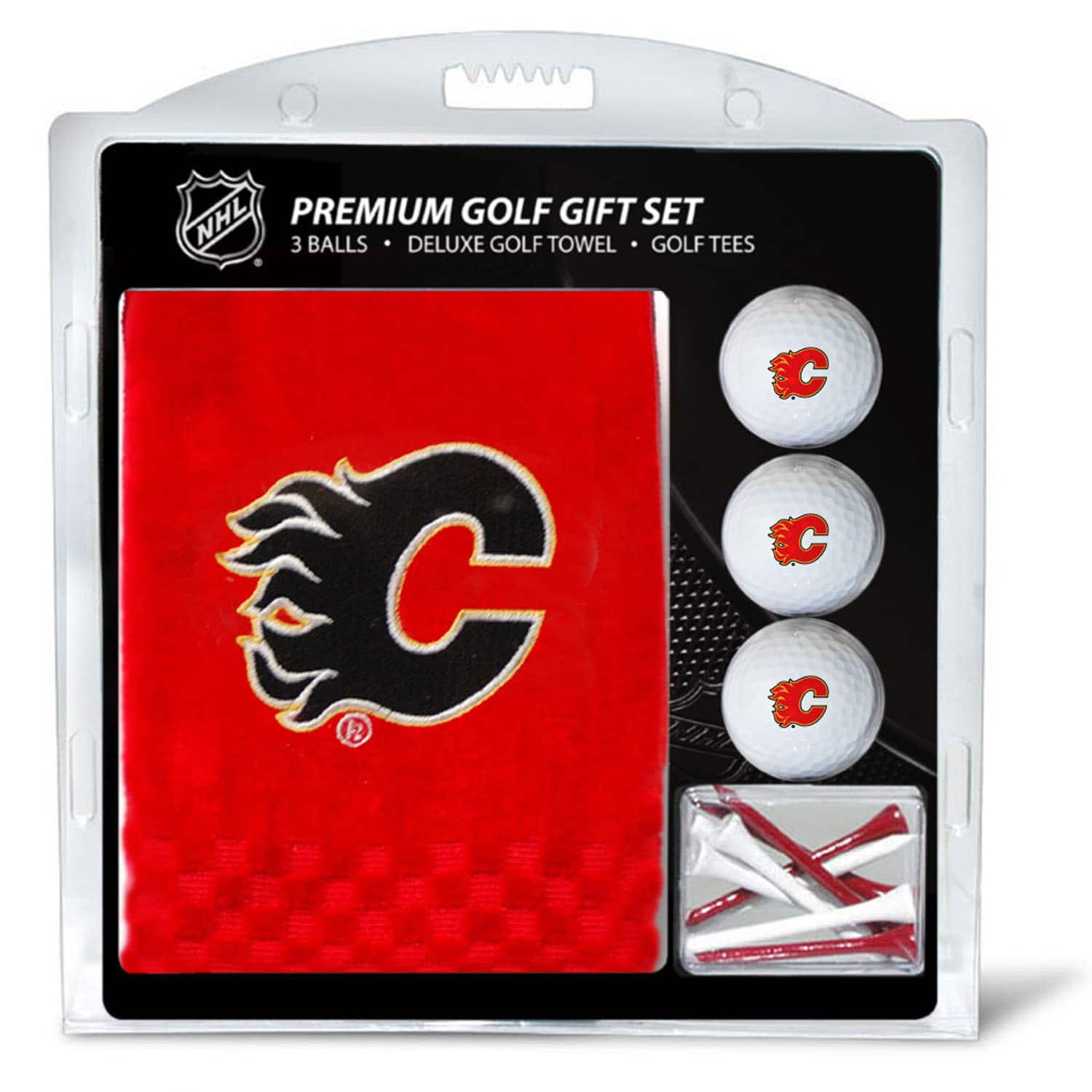 NHL PREMIUM GOLF GIFT SET  
3 BALLS • DELUXE GOLF TOWEL • GOLF TEES