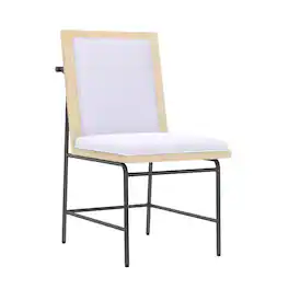 Manhattan Lane - Lony Dining Side Chair Set of 2, Gray Seat n Back, Black Metal Frame - Driftwood Brown, Gray, Metal