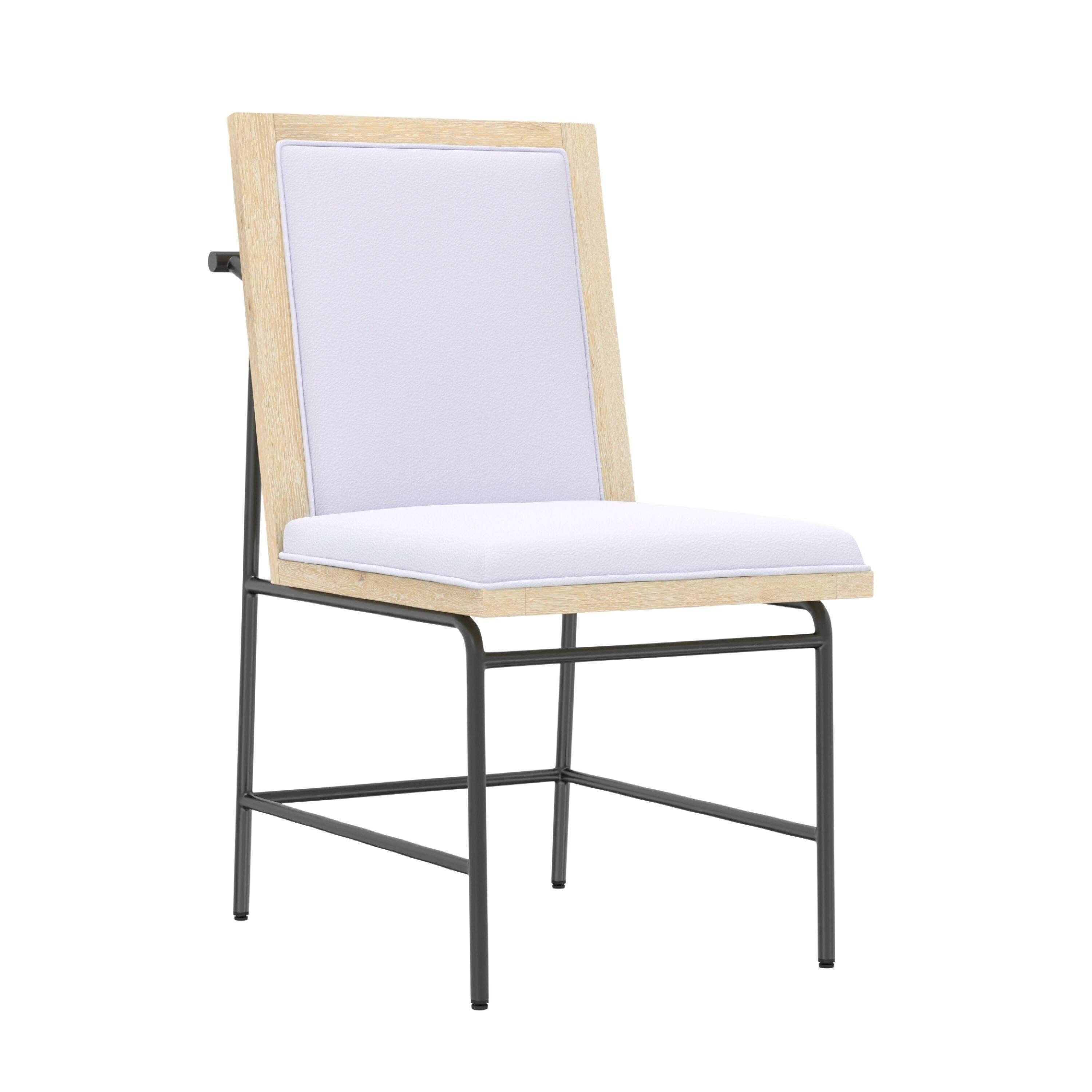 Front. Manhattan Lane - Lony Dining Side Chair Set of 2, Gray Seat n Back, Black Metal Frame - Driftwood Brown, Gray, Metal.