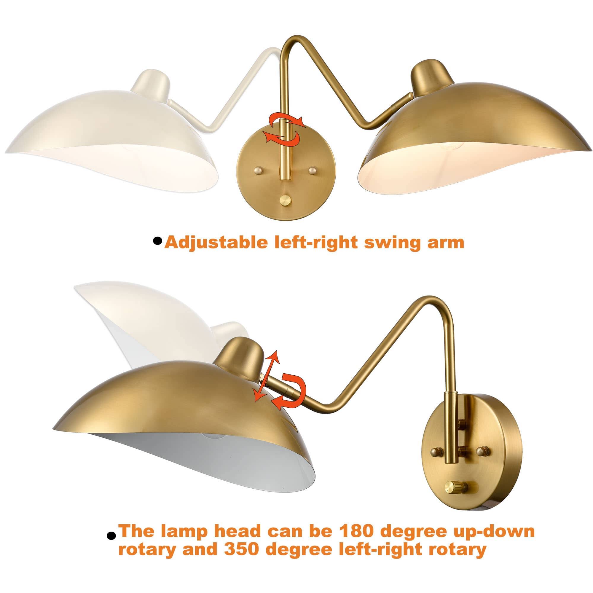 Adjustable left-right swing arm

The lamp head can be 180 degree up-down rotary and 350 degree left-right rotary