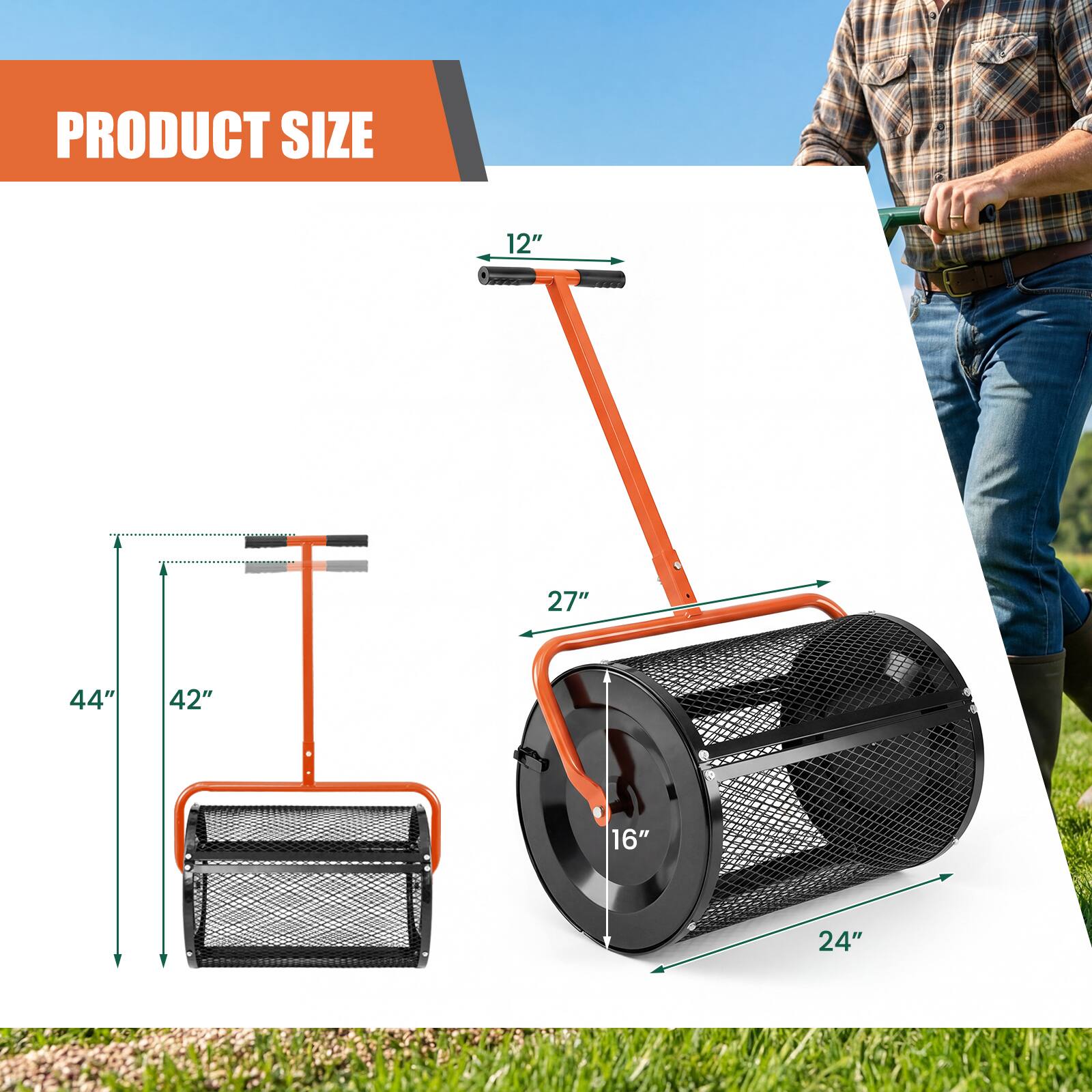 PRODUCT SIZE

12"  
27"  
44"  
42"  
16"  
24"