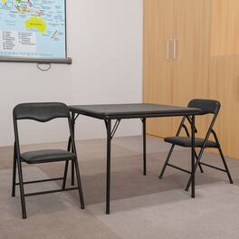 Emma + Oliver - Kids 3 Piece Folding Table and Chair Set - Kids Activity Table Set - Black
